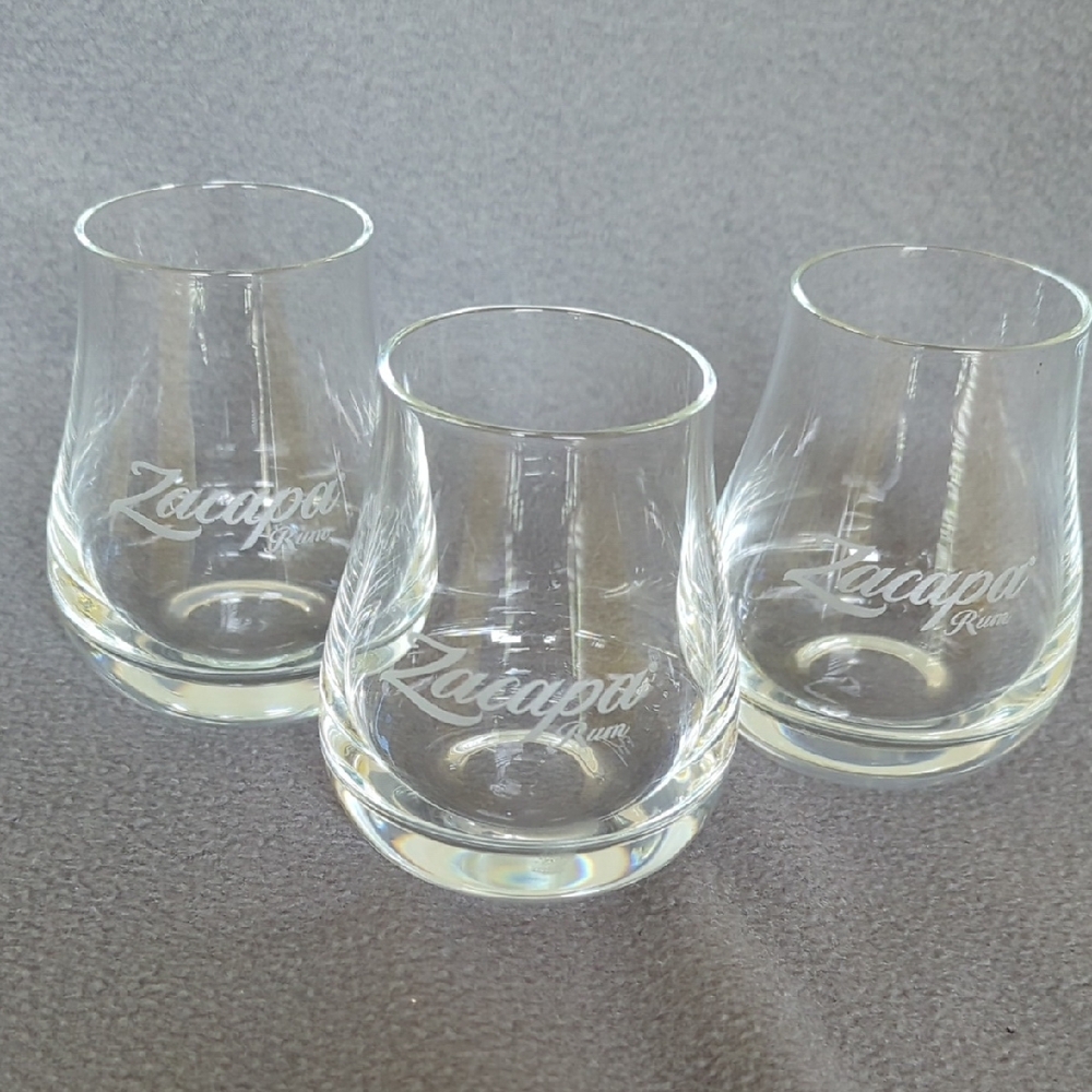 Zacapa Rum Tumblers. Set Of 3. Clear Glass